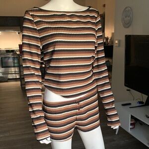 Latte Striped Lounge Set